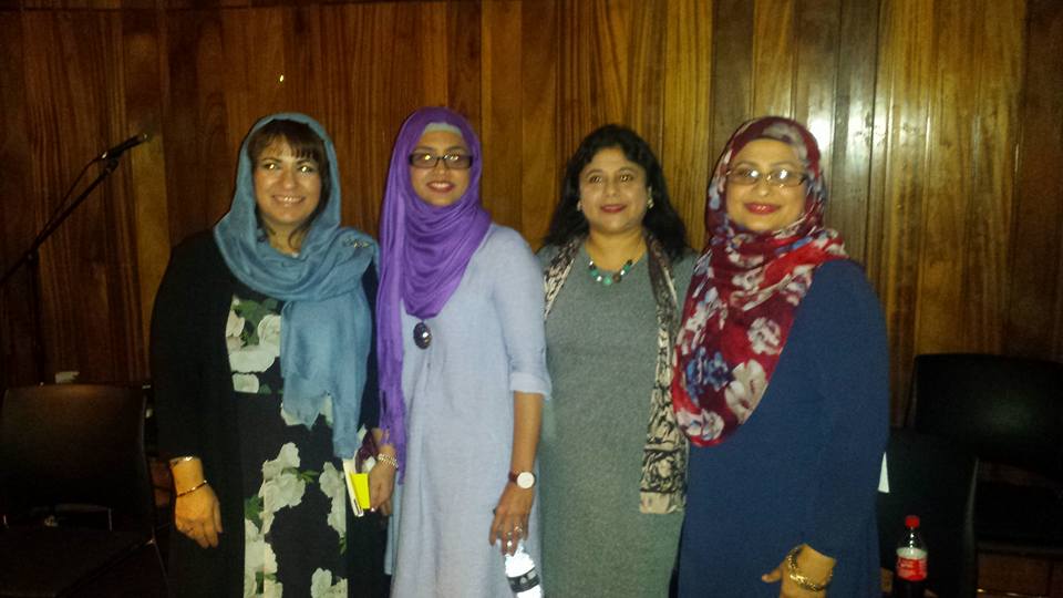 'Voices of Experience' participants (L-R):, Novelist Abda Khan, Tamanna Abdul Karim, Diya Sen and Rushnara Mahamud at the mac Birmingham's Hexagon Theatre (Photograph: Vimal Korpal)